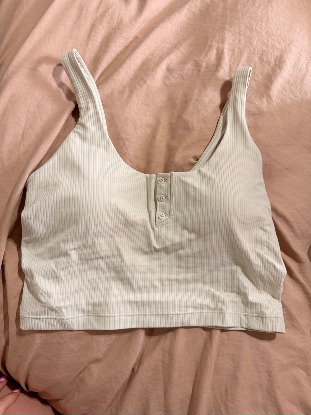 Lululemon Ribbed Button-Front Align Tank in Cream